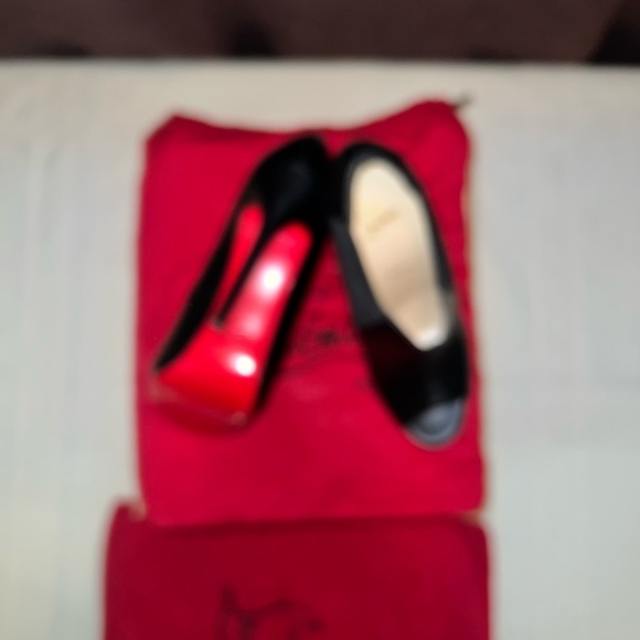 Bootstagram Red Sole Peep-Toe Bootie, Black - Picture 8 of 10